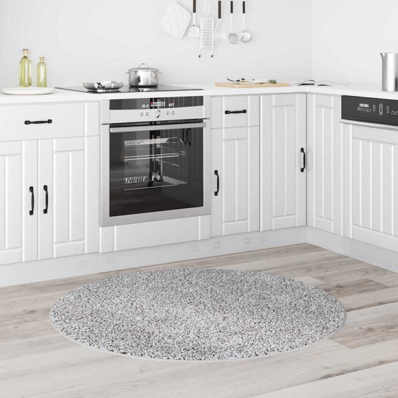 Tapis shaggy avec dos en latex Gris ø120 cm 