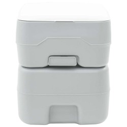 Toilette de camping portable grise, réservoir d'eau douce de 10L et réservoir de déchets de 20L 