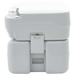 Toilette de camping portable grise, réservoir d'eau douce de 10L et réservoir de déchets de 20L 