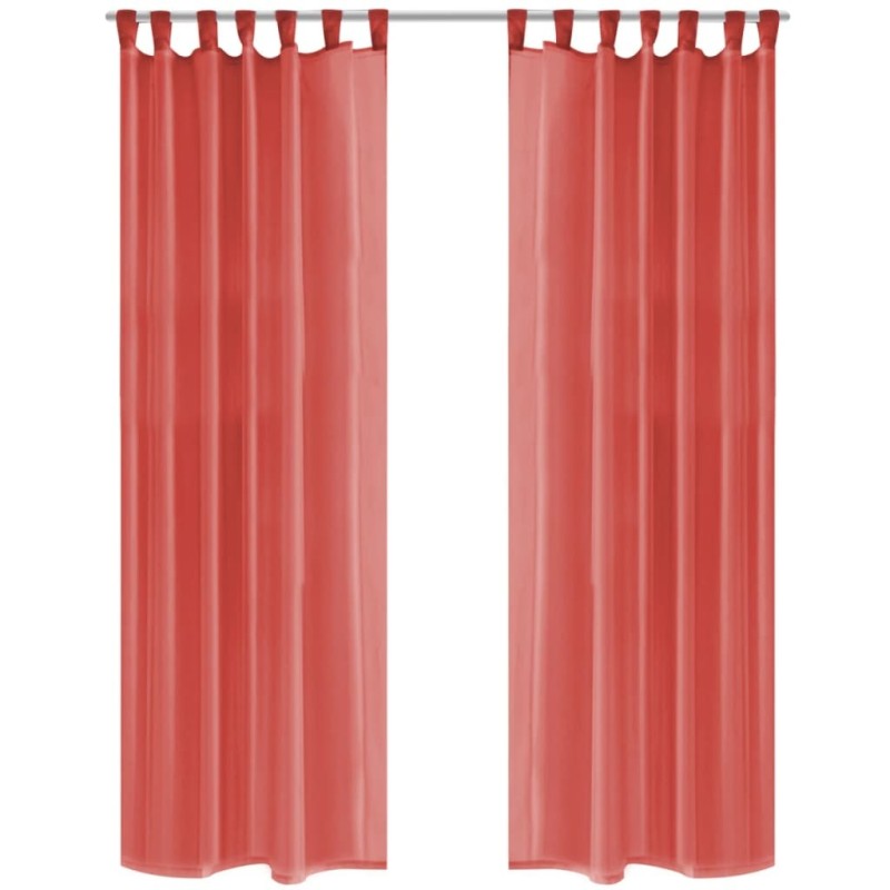 Rideau occultant 2 pcs Voile 140 x 225 cm Rouge 