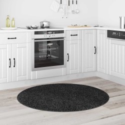 Tapis shaggy avec dos en latex Gris foncé ø120 cm 