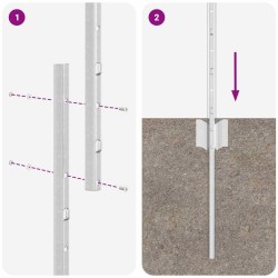 Poteaux de clôture 44 pcs Argent Hauteur de 150 cm. 