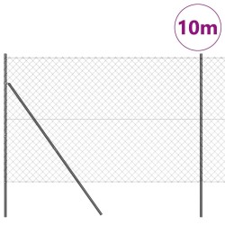 Jeu de Poteaux de Clôture Gris 1.5 x 10 m Acier galvanisé 
