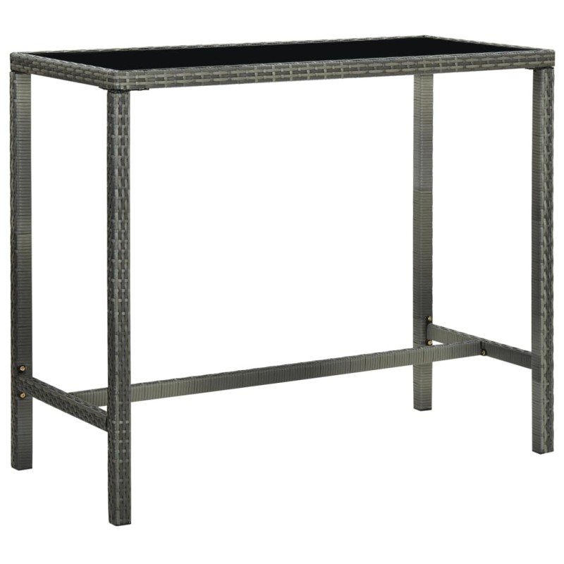 Table bar de jardin Gris 130x60x110 cm Résine tressée et verre Table bar de jardin Gris 130x60x110 cm Résine tressée et verre