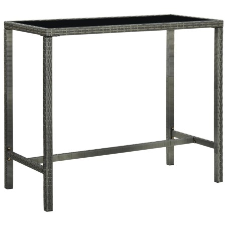 Table bar de jardin Gris 130x60x110 cm Résine tressée et verre 