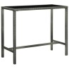 Table bar de jardin Gris 130x60x110 cm Résine tressée et verre 