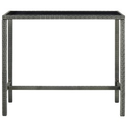 Table bar de jardin Gris 130x60x110 cm Résine tressée et verre 