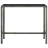 Table bar de jardin Gris 130x60x110 cm Résine tressée et verre 