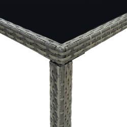 Table bar de jardin Gris 130x60x110 cm Résine tressée et verre 