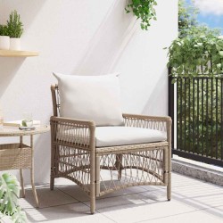 Chaise de jardin avec coussins Beige 60x70x78 cm en poly rotin 