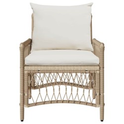 Chaise de jardin avec coussins Beige 60x70x78 cm en poly rotin 