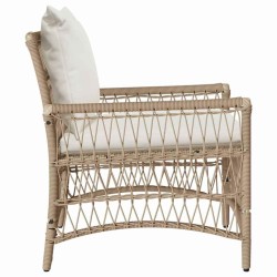 Chaise de jardin avec coussins Beige 60x70x78 cm en poly rotin 