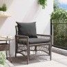 Chaise de jardin avec coussins Gris en poly rotin 