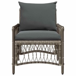 Chaise de jardin avec coussins Gris en poly rotin 
