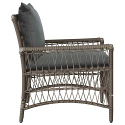 Chaise de jardin avec coussins Gris en poly rotin 