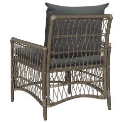 Chaise de jardin avec coussins Gris en poly rotin 