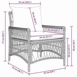 Chaise de jardin avec coussins marron 60x70x78 cm Rotin synthétique 