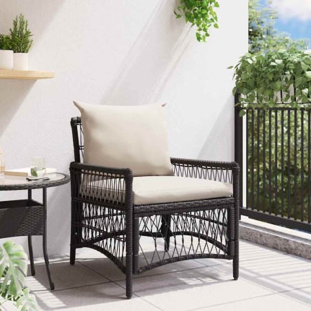 Chaise de jardin avec coussins noire 60x70x78 cm en osier 