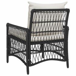 Chaise de jardin avec coussins noire 60x70x78 cm en osier 