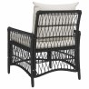 Chaise de jardin avec coussins noire 60x70x78 cm en osier 