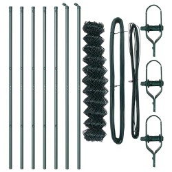 Jeu de Poteaux de Clôture Vert 1.4 x 10 m Acier galvanisé 