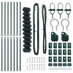 Jeu de Poteaux de Clôture Vert 1.4 x 10 m Acier galvanisé 