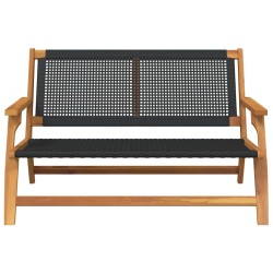 Banc de Jardin Noir 122x76x73,5 cm en Bois Massif d'Acacia 