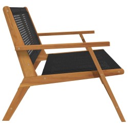 Banc de Jardin Noir 122x76x73,5 cm en Bois Massif d'Acacia 