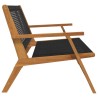 Banc de Jardin Noir 122x76x73,5 cm en Bois Massif d'Acacia 
