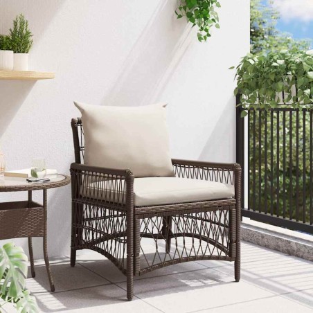 Fauteuil de jardin avec coussins Marron 60x70x78 cm en poly rattan 