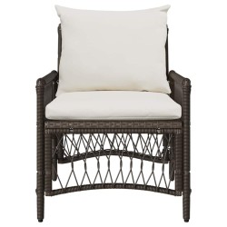 Fauteuil de jardin avec coussins Marron 60x70x78 cm en poly rattan 