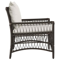 Fauteuil de jardin avec coussins Marron 60x70x78 cm en poly rattan 