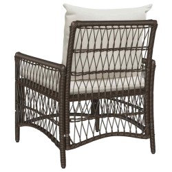 Fauteuil de jardin avec coussins Marron 60x70x78 cm en poly rattan 