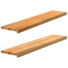 Marches d'escalier 2 pcs marron clair 120x30x2 cm chêne massif 