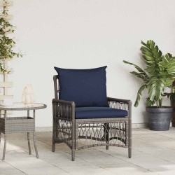 Chaise de jardin avec coussins gris 60x70x78 cm en poly rattan 