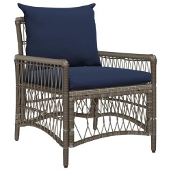 Chaise de jardin avec coussins gris 60x70x78 cm en poly rattan 