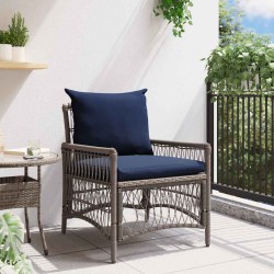 Chaise de jardin avec coussins gris 60x70x78 cm en poly rattan 
