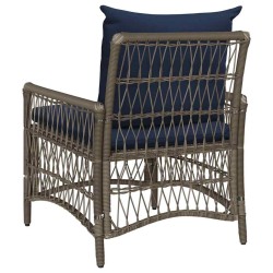 Chaise de jardin avec coussins gris 60x70x78 cm en poly rattan 