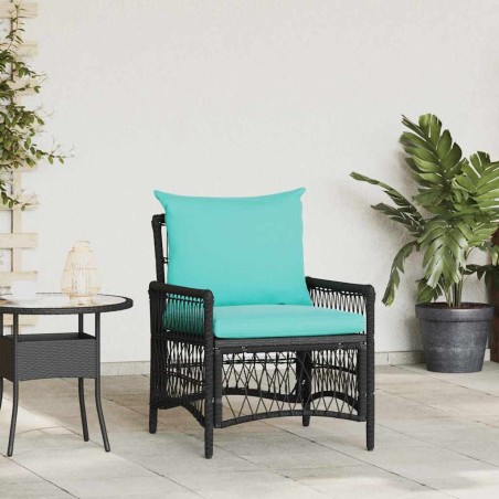 Chaise de jardin avec coussins noire 60x70x78 cm en polyrotin 
