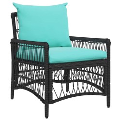 Chaise de jardin avec coussins noire 60x70x78 cm en polyrotin 