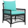 Chaise de jardin avec coussins noire 60x70x78 cm en polyrotin 