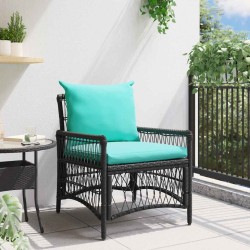 Chaise de jardin avec coussins noire 60x70x78 cm en polyrotin 