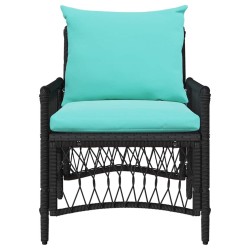 Chaise de jardin avec coussins noire 60x70x78 cm en polyrotin 