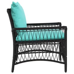 Chaise de jardin avec coussins noire 60x70x78 cm en polyrotin 