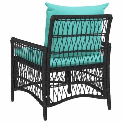 Chaise de jardin avec coussins noire 60x70x78 cm en polyrotin 
