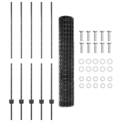 Euro Fence avec 10 poteaux gris 1,4x10 m en acier 