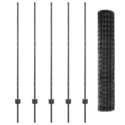 Euro Fence avec 10 poteaux gris 1,4x10 m en acier 