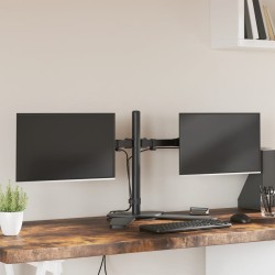 Support de moniteur double noir acier VESA 75/100 mm 