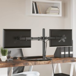 Support de moniteur double noir acier VESA 75/100 mm 