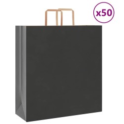 Sacs en papier 50 pcs avec poignées noir 45x17x48 cm 